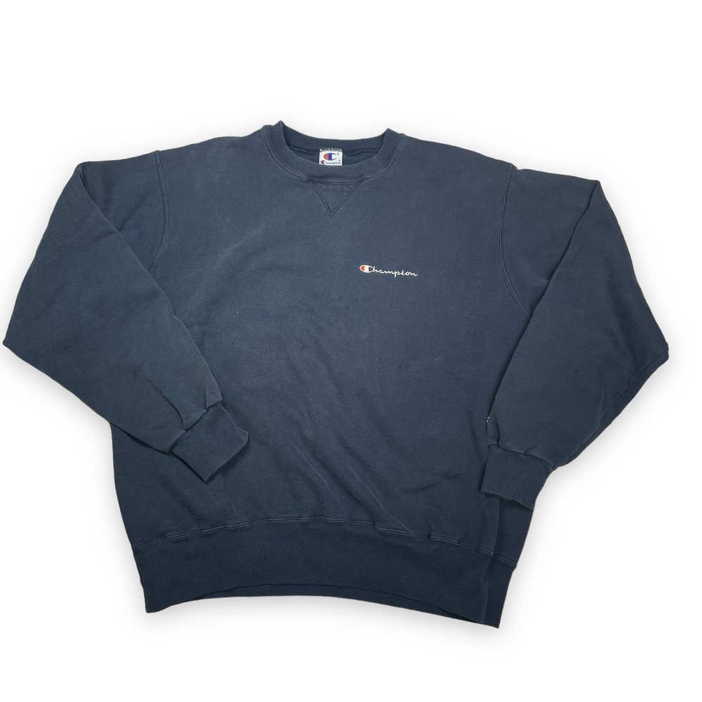 Vintage 90s Y2K Champion Blue Crewneck Sweatshirt Made in Mexico Adult XL a